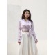 Purple Silk Top with Ribbon Tie BCT369 Purple Silk Top with Ribbon Tie BCT369