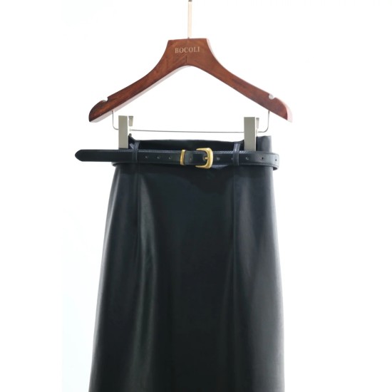 Leather A Line Skirt With Belt BB688301 Leather A Line Skirt With Belt BB688301