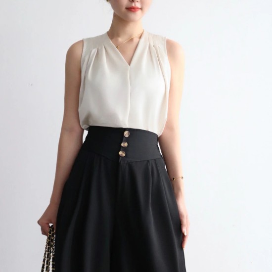 Tie Waist V Neck Top BT65140 Tie Waist V Neck Top BT65140