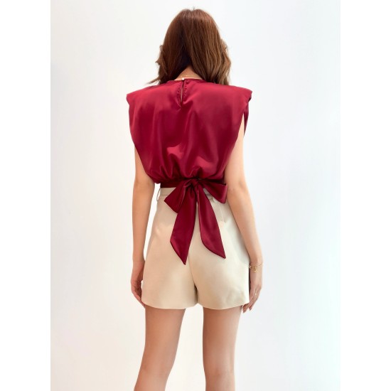 Rope Tie Padded Sleeve Top BT9265 Rope Tie Padded Sleeve Top BT9265
