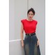 Solid Sleeve Colours Knitted Tee WT6980 Solid Sleeve Colours Knitted Tee WT6980