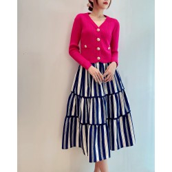 Golden Button Knitted Jacket BT6332