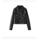 Leather Jacket With Gold Button WD78720 Leather Jacket With Gold Button WD78720