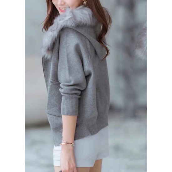 Faux Fur Collar Jacket (Detachable Collar) WD2492 Faux Fur Collar Jacket (Detachable Collar) WD2492