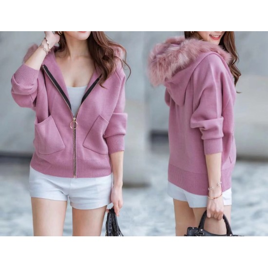Faux Fur Collar Jacket (Detachable Collar) WD2492 Faux Fur Collar Jacket (Detachable Collar) WD2492