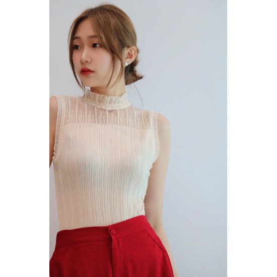 Lace Collar Sleeveless Top BT12623 Lace Collar Sleeveless Top BT12623