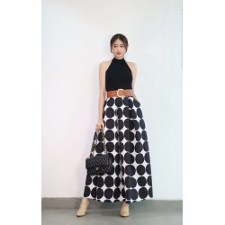 Vintage Polka Dot Maxi Skirt