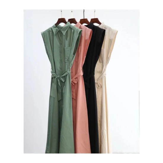 Linen Dress With Tie Belt WD13995 Linen Dress With Tie Belt WD13995