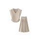 V neck Top And Elastic Waist Pantskirt Set Wear B662567 V neck Top And Elastic Waist Pantskirt Set Wear B662567