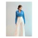 Blue Long Sleeve Back Strap Blouse Blue Long Sleeve Back Strap Blouse