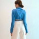 Blue Long Sleeve Back Strap Blouse Blue Long Sleeve Back Strap Blouse
