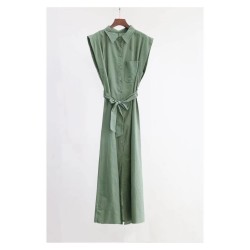 Linen Dress With Tie Belt WD13995